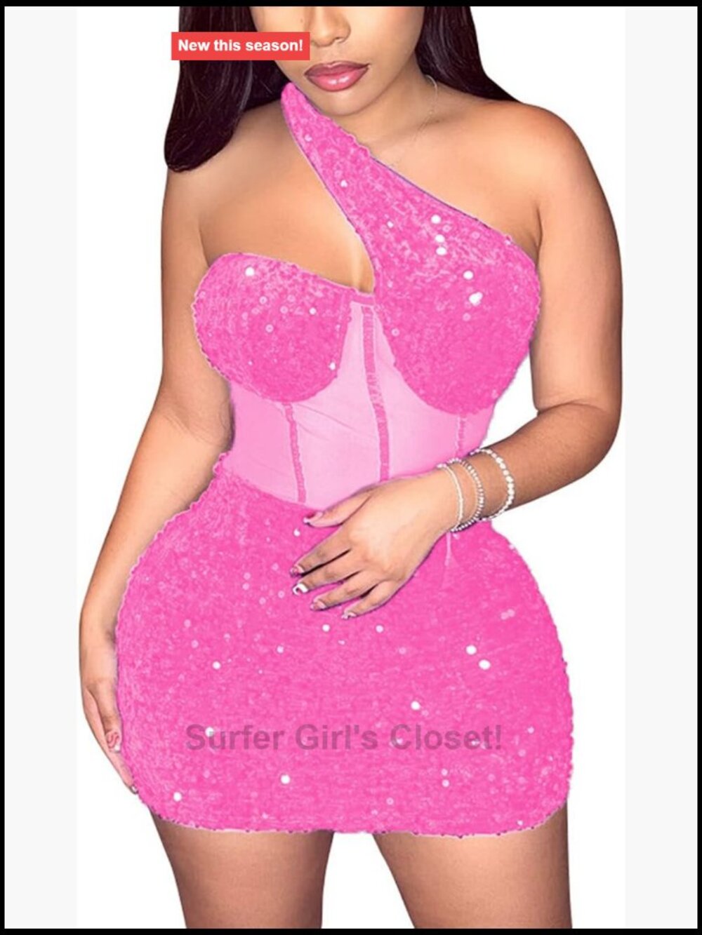 One Shoulder Sequin Bodycon Mini Dress Party Club Sparkly Sleeveless Backless